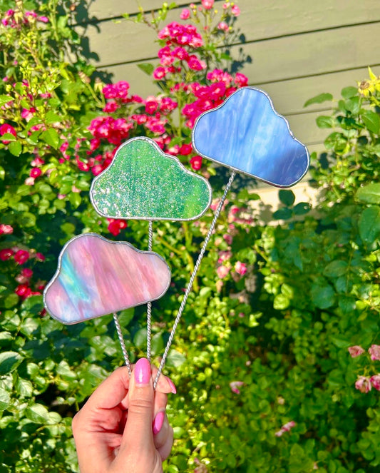 Cloud Stained Glass Plant Stake