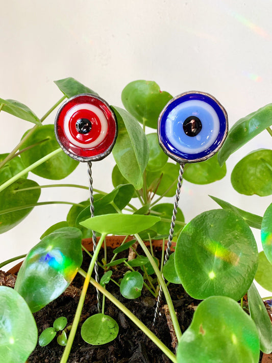 Evil Eye Stained Glass Plant Stake
