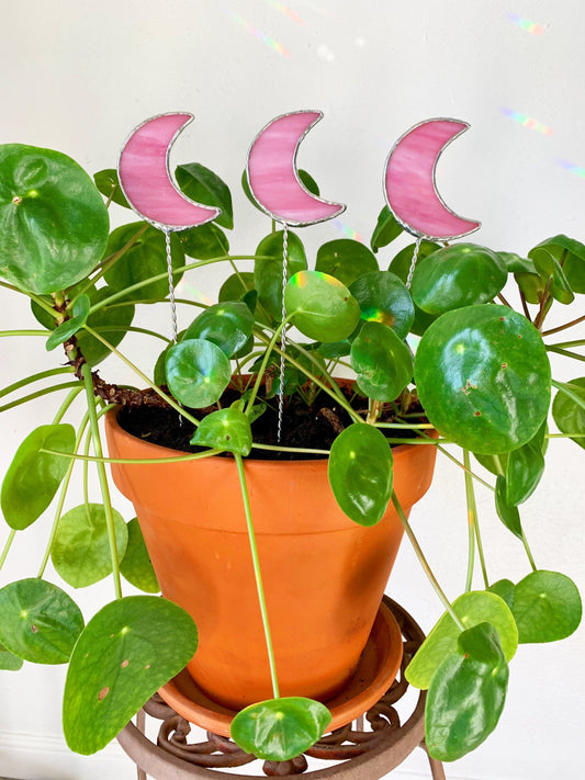 Moon Stained Glass Plant Stake