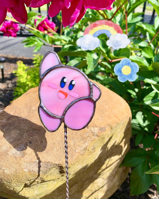 Kirby Stained Glass Plant Stake