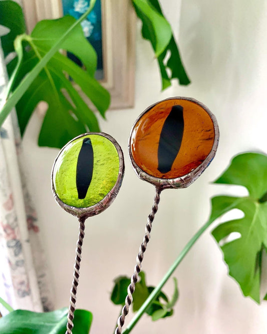 Cat Eye Stained Glass Plant Stake