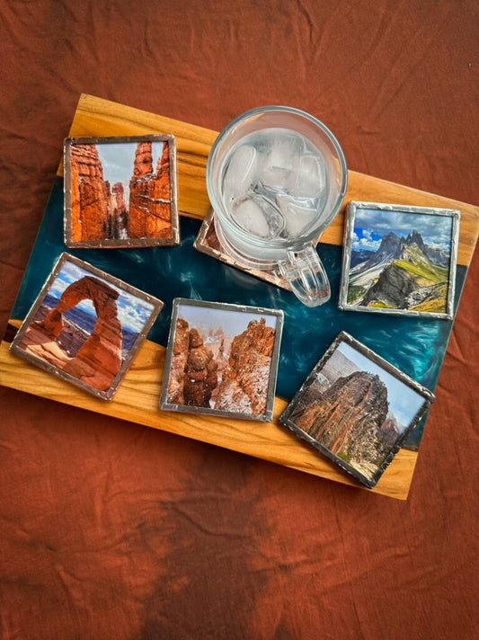 Stained Glass Landscape Coasters